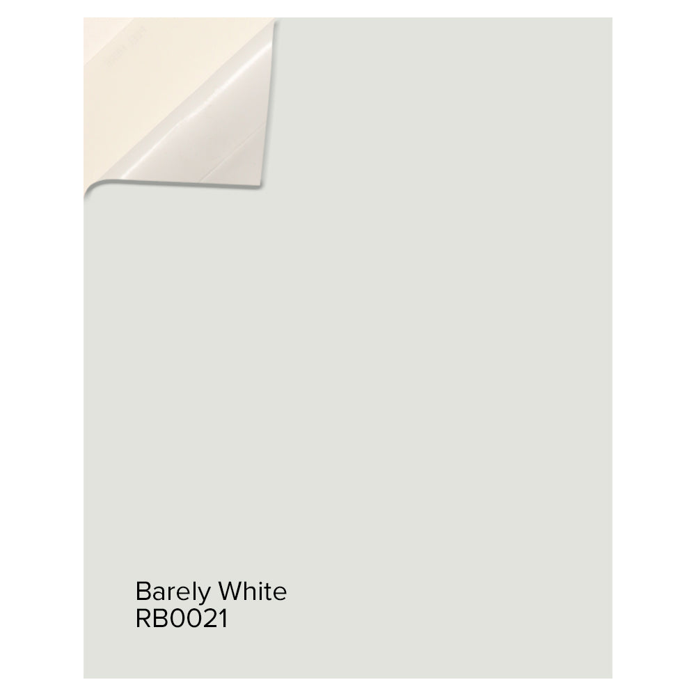Peel and stick paint color sample in 0021 Barely White, Room &amp; Board Paint by Hirshfield&#39;s.